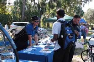 Police register bicycles at the Sustainable Transportation Fair